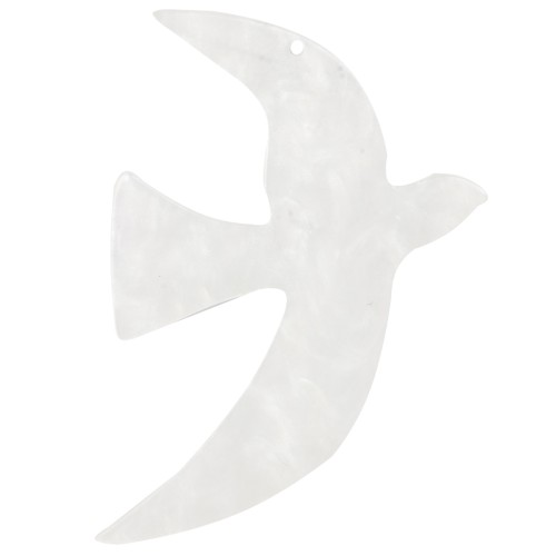 Pendentif oiseau en acrylique 49x36 mm exclu Perles&Co - Blanc nacré x1