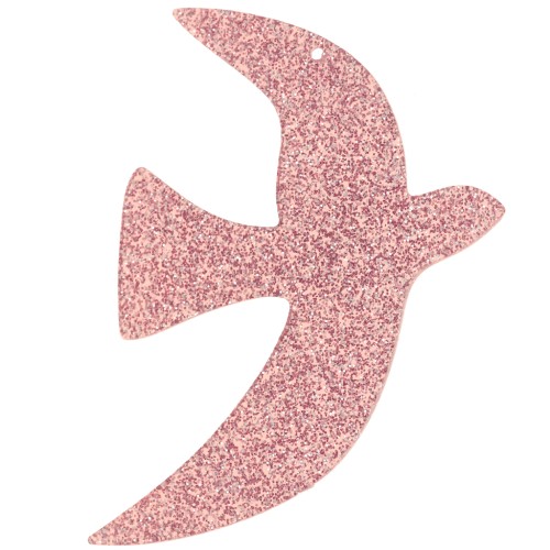 Pendentif oiseau en acrylique 49x36 mm exclu Perles&Co - Pailleté vieux rose x1