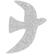 Pendentif oiseau en acrylique 49x36 mm exclu Perles&Co - Pailleté argenté x1