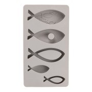 Moule en silicone 26x14.5 cm - 5 formes Poissons - Gris x1|raw }}