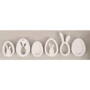 Moule en silicone 26x14.5 cm - 6 formes Oeufs et Lapin Pendentif - Gris x1