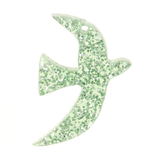 Breloque oiseau en acrylique 15x10 mm exclu Perles&Co - Pailleté vert mousse x1