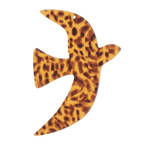 Pendentif oiseau en acétate 35x25 mm exclu Perles&Co - Terrazzo Marron - Noir x1