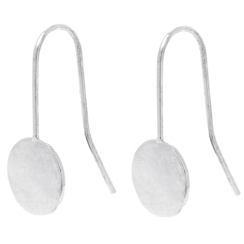 Crochets d'oreilles plateau pour cabochon fond plat 10 mm - Argenté x2