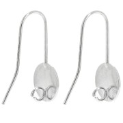 Crochets d'oreilles plateau pour cabochon fond plat 10 mm - Argenté x2