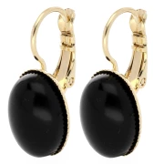 Dormeuses porte-cabochon 14x10 mm avec anneau ouvert - Doré à l'or fin x2