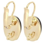 Dormeuses porte-cabochon 14x10 mm avec anneau ouvert - Doré à l'or fin x2