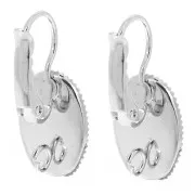 Dormeuses porte-cabochon plat 14x10 mm avec anneau ouvert - Argenté x2