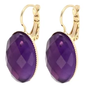 Dormeuses porte-cabochon 18x13 mm avec anneau ouvert - Doré à l'or fin x2