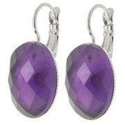 Dormeuses porte-cabochon plat 18x13 mm avec anneau ouvert - Argenté x2