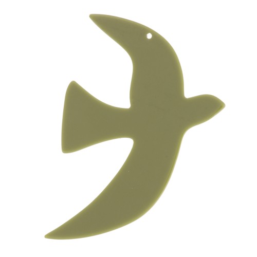 Pendentif oiseau en acrylique 35x25 mm exclu Perles&Co - Kaki x1