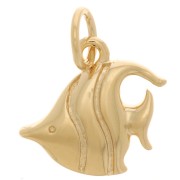 Breloque poisson 11x10 mm avec anneau fermé - Plaqué Or 3 microns x1