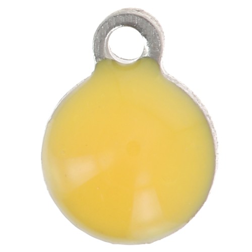 Breloques rondes 4.5 mm en résine époxy - Acier inoxydable 304 - Ocre x5
