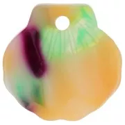 Pendentif coquillage en acétate 16 mm - Ecaille de tortue - Saumon - Violet x1