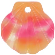 Pendentif coquillage en acétate 16 mm - Ecaille de tortue - Rouge - Orange x1