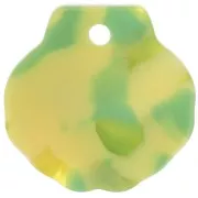 Pendentif coquillage en acétate 16 mm - Ecaille de tortue - Vert - Jaune x1