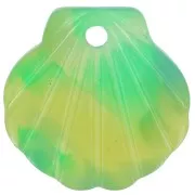 Pendentif coquillage en acétate 16 mm - Ecaille de tortue - Vert foncé - Vert x1