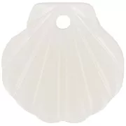 Pendentif coquillage en acétate 16 mm - Marbré Beige - Ivoire x1