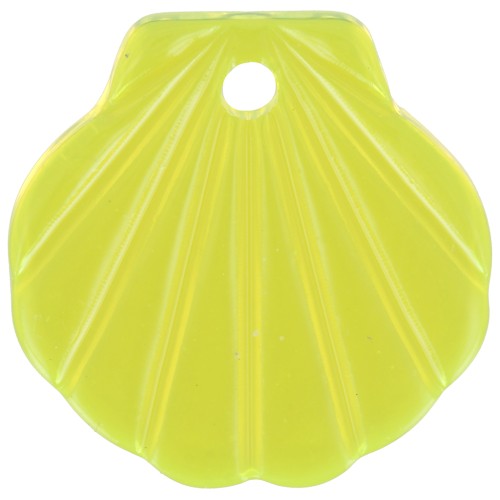 Pendentif coquillage en acétate 16 mm - Jaune fluo x1