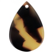 Pendentif goutte en acétate 22x15 mm - Ecaille de tortue - Marron - Noir x1|raw }}