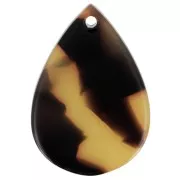Pendentif goutte en acétate 22x15 mm - Ecaille de tortue - Marron - Noir x1