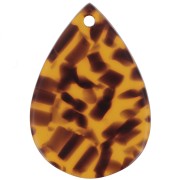 Pendentif goutte en acétate 22x15 mm - Terrazzo Marron - Noir x1