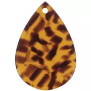 Pendentif goutte en acétate 22x15 mm - Terrazzo Marron - Noir x1