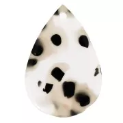 Pendentif goutte 22x15 mm en acétate - Tacheté noir - Transparent beige x1