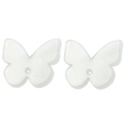 Clous d'oreilles papillon en acétate 16x19.5 mm - Blanc nacré x2