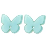 Clous d'oreilles papillon en acétate 16x19.5 mm - Marbré Celadon - Blanc x2