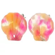 Clous d'oreilles coquillage en acétate 16 mm - Ecaille de tortue - Rouge x2