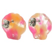 Clous d'oreilles coquillage en acétate 16 mm - Ecaille de tortue - Rouge x2
