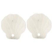 Clous d'oreilles coquillage en acétate 16 mm - Marbré Beige - Ivoire x2