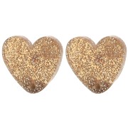 Clous d'oreilles coeur en acrylique 14x15.5 mm - Pailleté bronze x2|raw }}