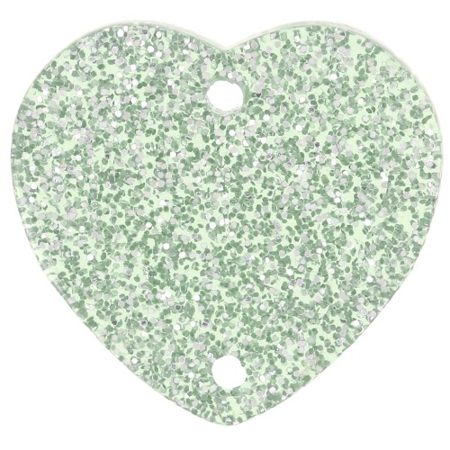 Intercalaire coeur 15x16.5 mm en acrylique - Pailleté vert mousse x1