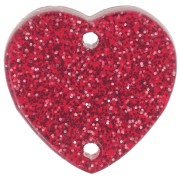 Intercalaire coeur 15x16.5 mm en acrylique - Pailleté rouge x1|raw }}
