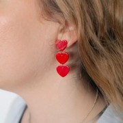 Intercalaire coeur 15x16.5 mm en acrylique - Pailleté rouge x1