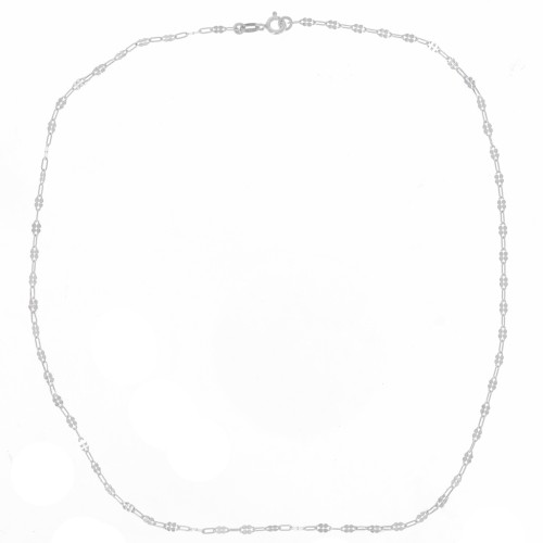 Collier maille Fantaisie alternée rectangle 2.35 mm - Argent 925 x42cm