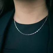 Collier maille Fantaisie alternée rectangle 2.35 mm - Argent 925 x42cm