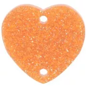Intercalaire coeur 15x16.5 mm en acrylique - Pailleté orange x1