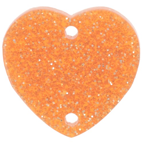Intercalaire coeur 15x16.5 mm en acrylique - Pailleté orange x1