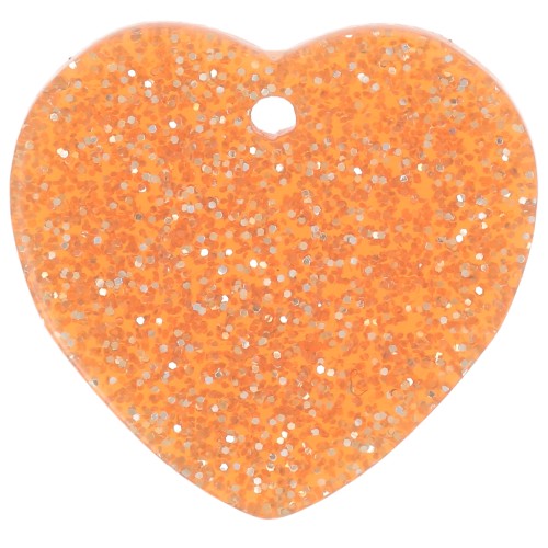 Sequin coeur 15x16.5 mm en acrylique - Pailleté orange x1