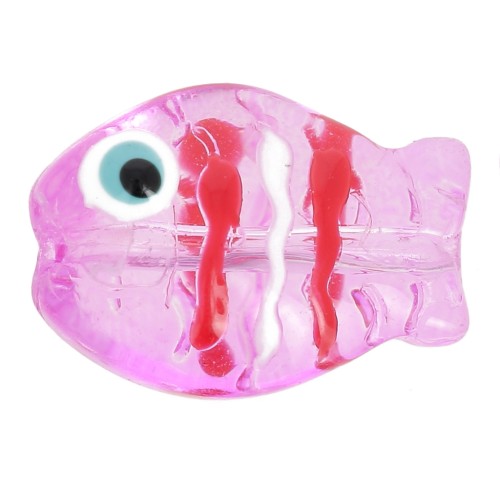 Perle poisson en verre 14x10 mm - Violet x1