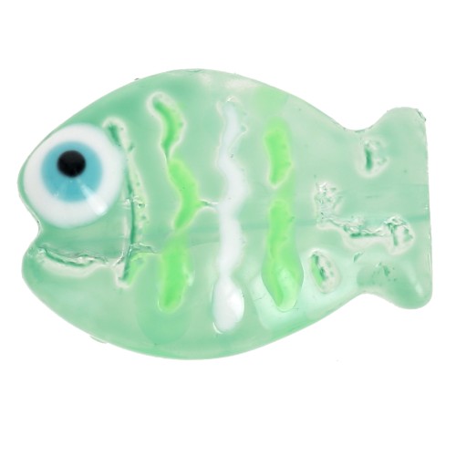 Perle poisson en verre 14x10 mm - Vert clair x1