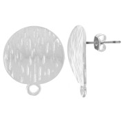 Clous d'oreilles ronds striés 19 mm - Placage argent fin x2