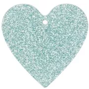 Pendentif coeur 31x32 mm en acrylique - Pailleté bleu givré x1