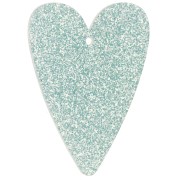 Pendentif coeur 34x24 mm en acrylique - Pailleté bleu givré x1