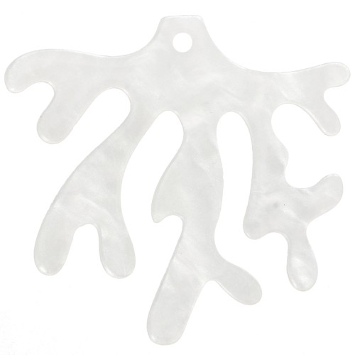 Pendentif corail 36.5x39 mm en acrylique - Blanc nacré x1