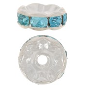 Rondelles Strass 6 mm - Argenté - Aquamarine x4|raw }}