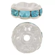 Rondelles Strass 6 mm - Argenté - Aquamarine x4
